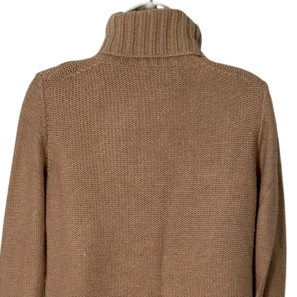 J. Crew Womens Cambridge Cable Knit Turtleneck Sweater Camel‎ B2795 Size S